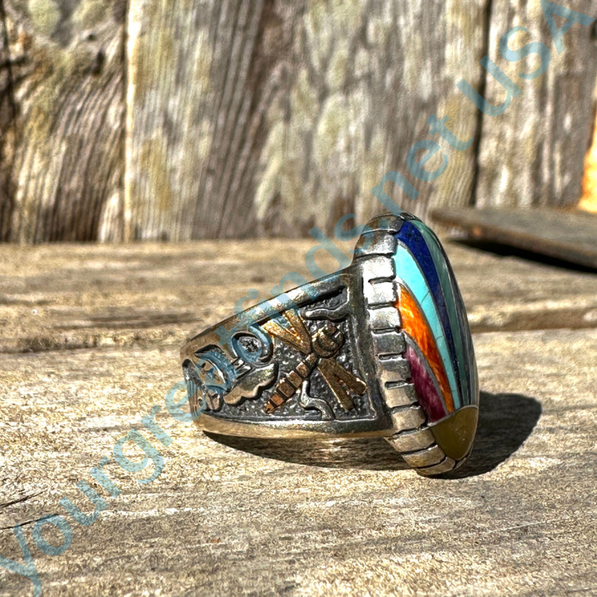 Sterling Silver Ring Beetle Inlay Turquoise Roderick Tenorio 8