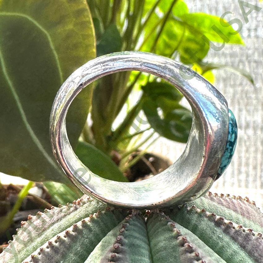 Sterling Silver Ring Unusual Turquoise Stone Size 11