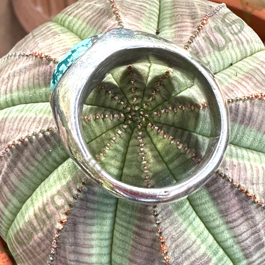 Sterling Silver Ring Unusual Turquoise Stone Size 11