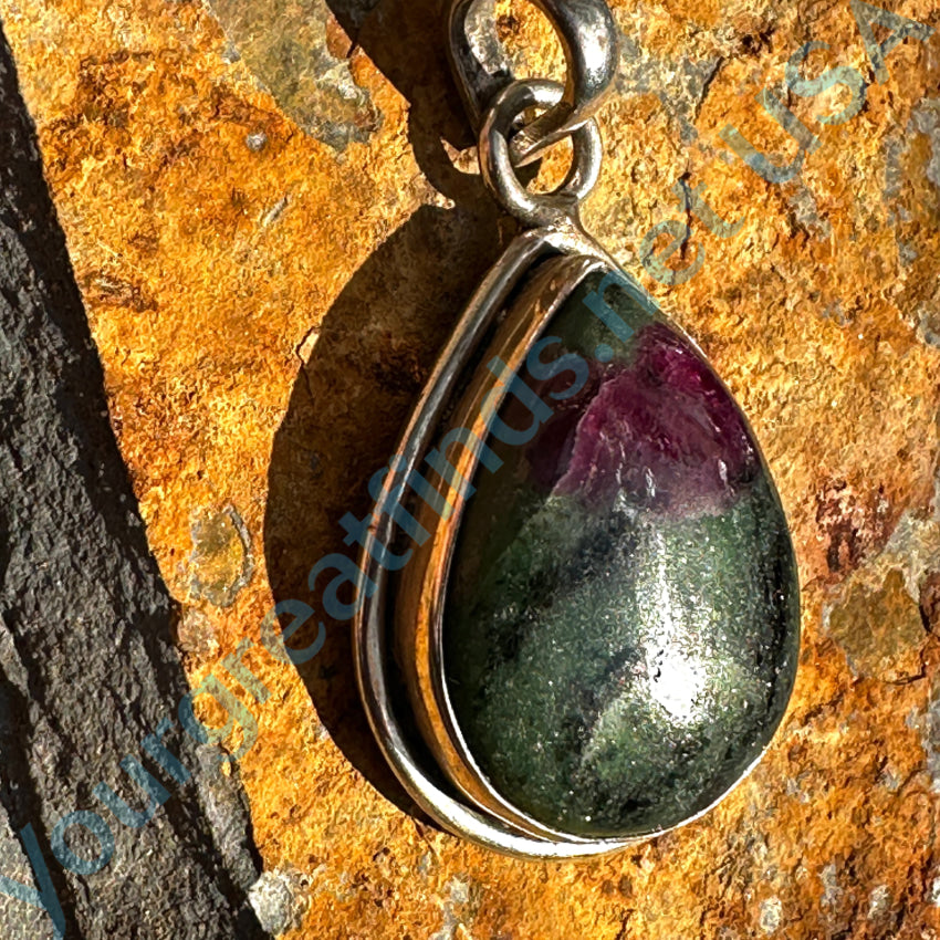 Sterling Silver Ruby Zoisite Pendant Pendant