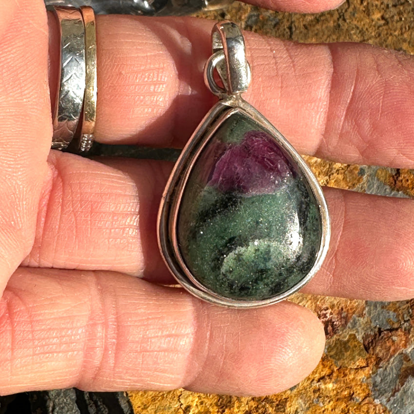 Sterling Silver Ruby Zoisite Pendant Pendant