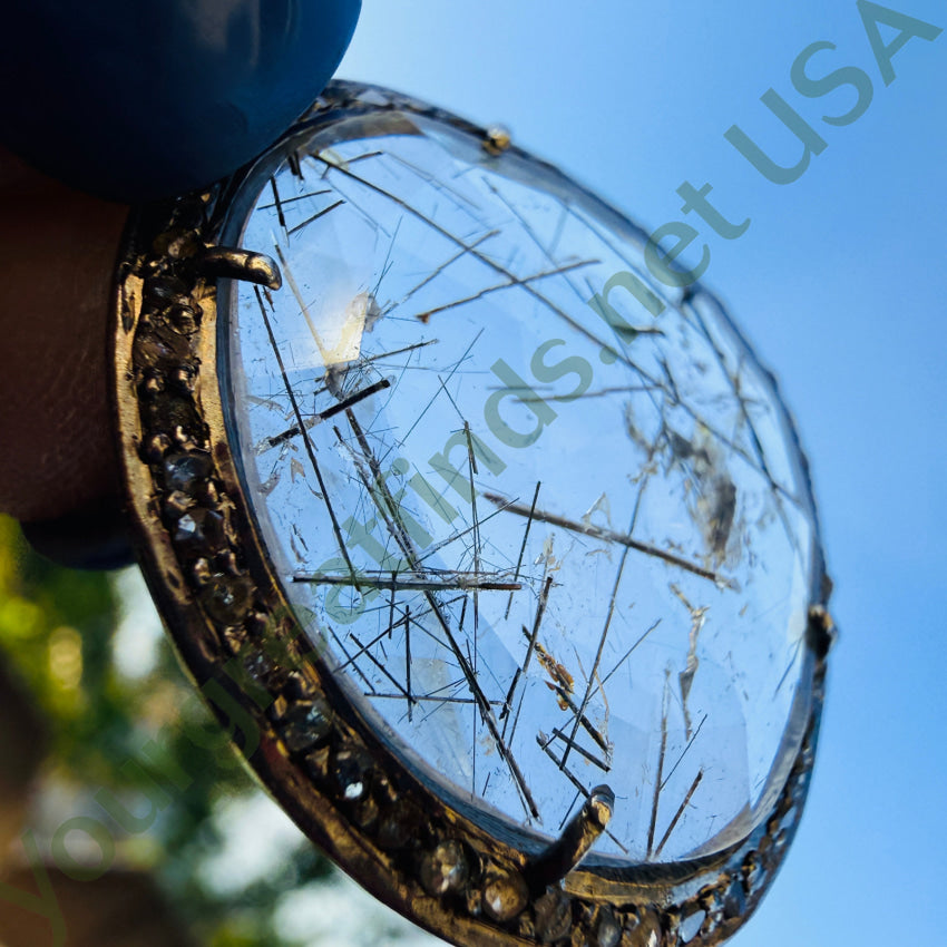 Sterling Silver Rutilated Quartz Diamond and Red Bead Necklace necklace