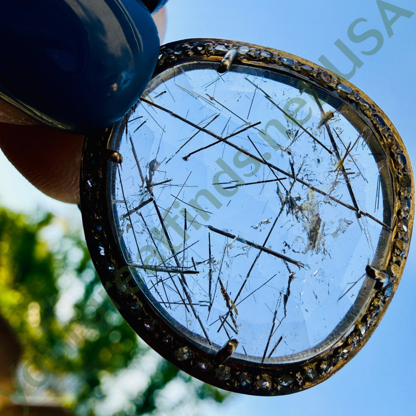 Sterling Silver Rutilated Quartz Diamond and Red Bead Necklace necklace
