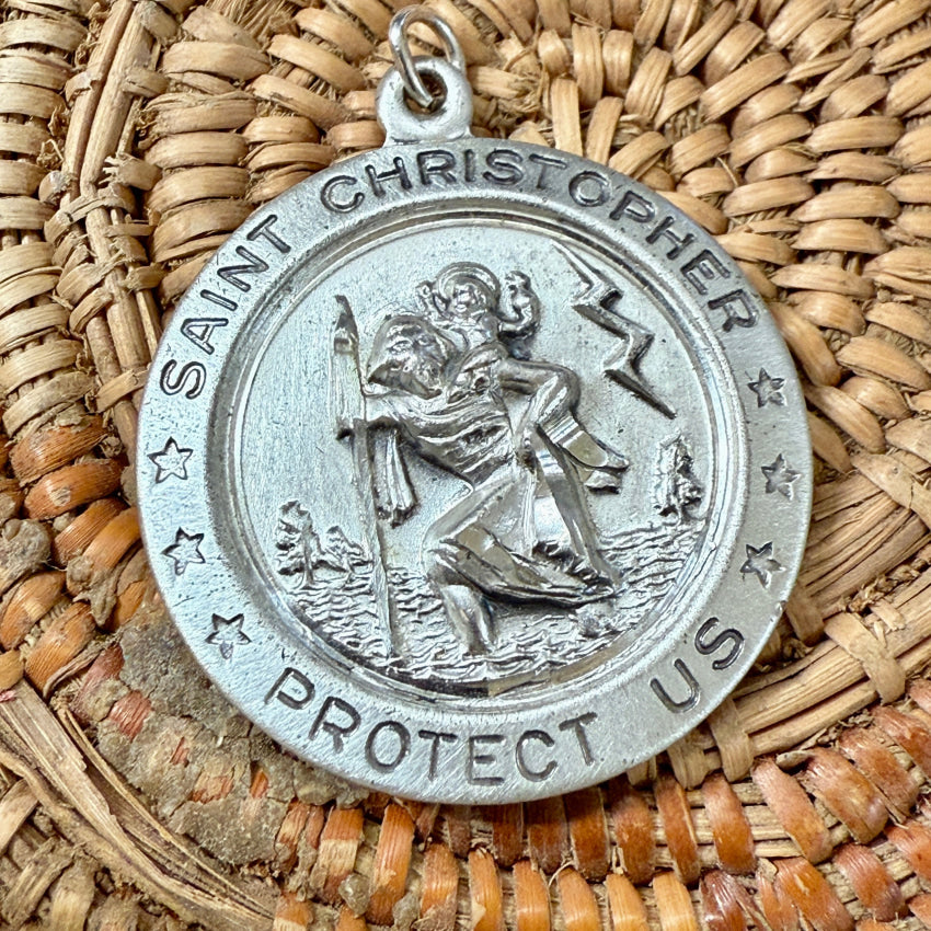Sterling Silver Saint Christopher Medallion Pendant 1 1/16’’ pendant