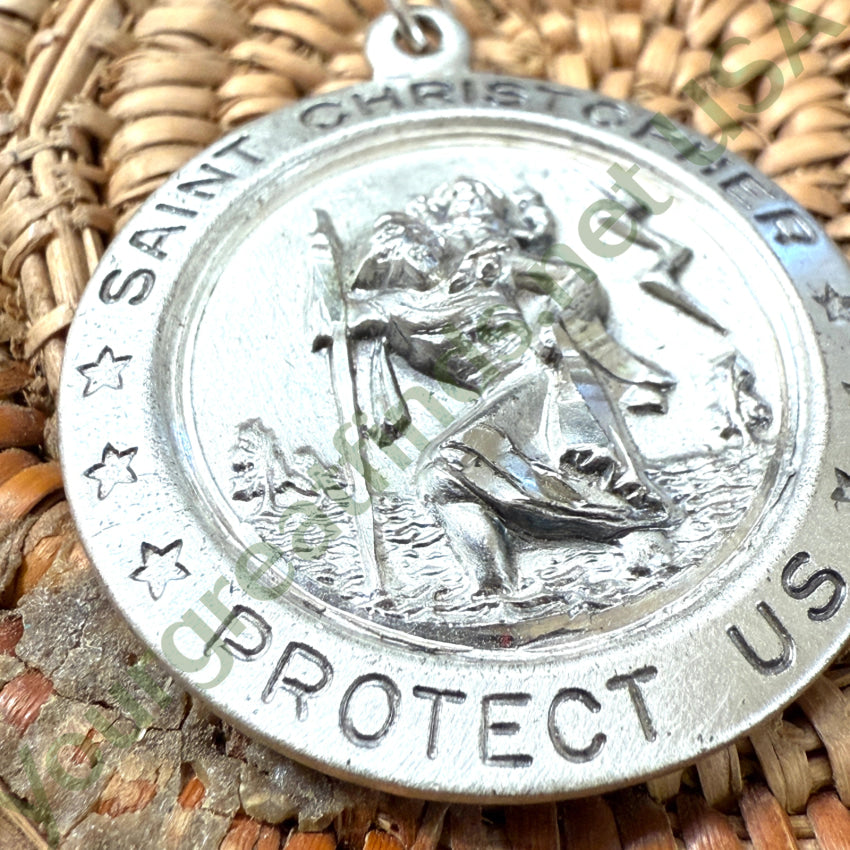 Sterling Silver Saint Christopher Medallion Pendant 1 1/16’’ pendant