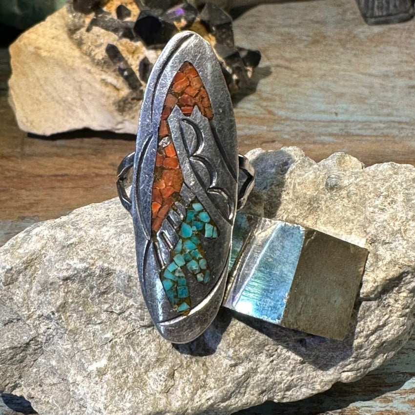 Sterling Silver Shiprock Mosaic Ring J. Nezzie Navajo