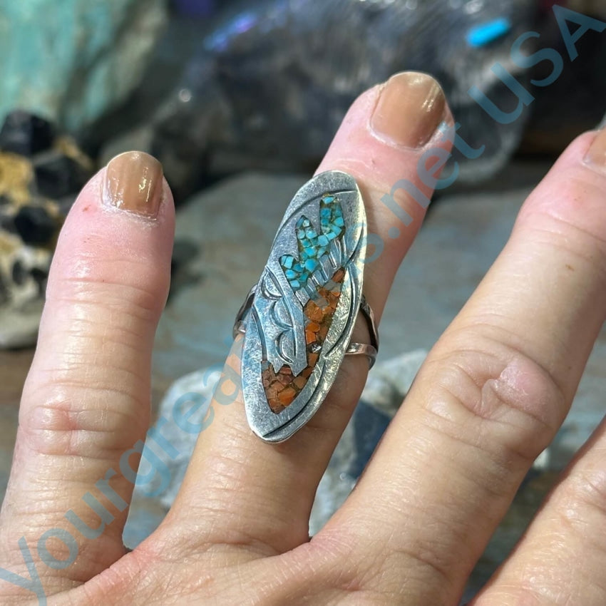 Sterling Silver Shiprock Mosaic Ring J. Nezzie Navajo