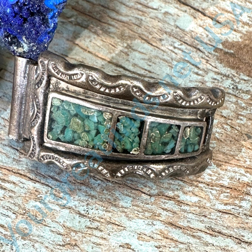 Sterling Silver Shiprock Mosaic Turquoise Watch Band Plate