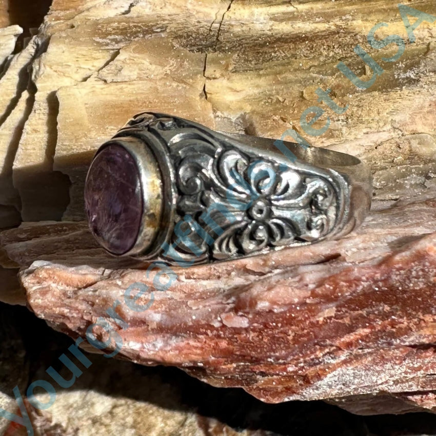 Sterling Silver Signet Ring Lavender Amethyst 9