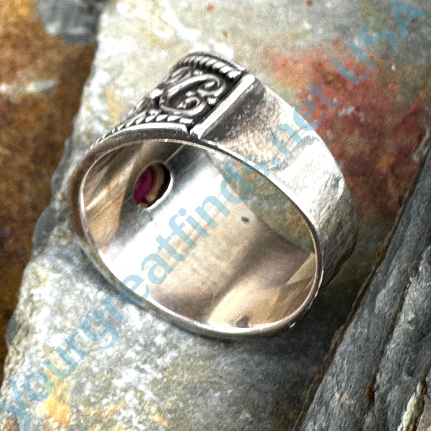 Sterling Silver Signet Ring Red Ruby Size 7 Ring