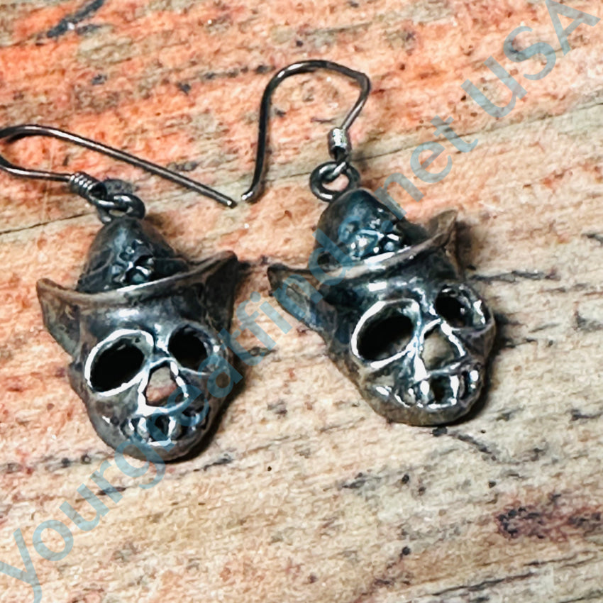 Sterling Silver Skull & Hat Pierced Earrings Earrings