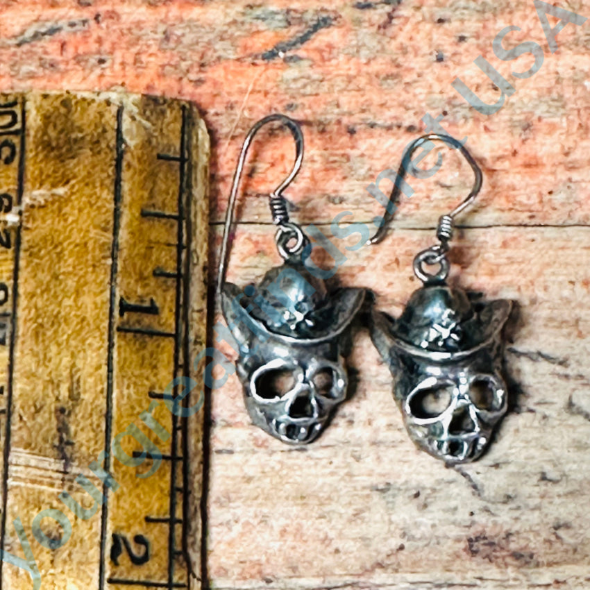 Sterling Silver Skull & Hat Pierced Earrings Earrings