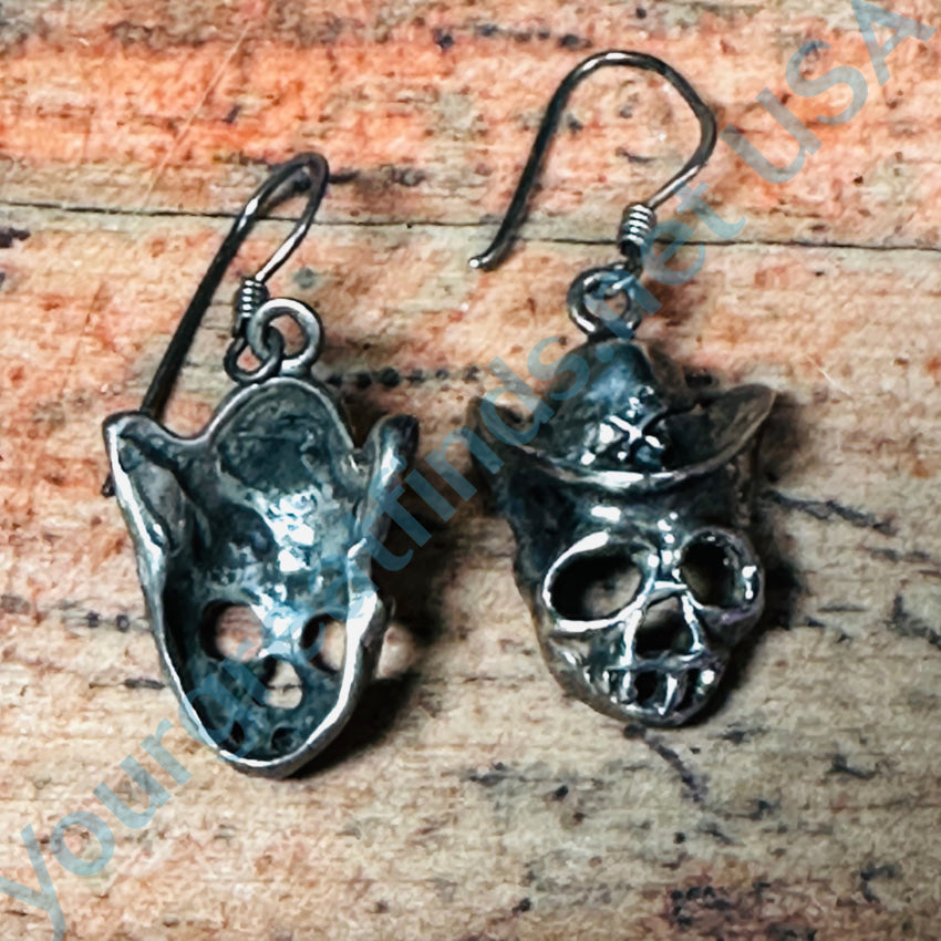 Sterling Silver Skull & Hat Pierced Earrings Earrings