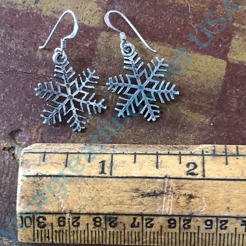 Sterling Silver Snowflake Pierced Earrings Earrings