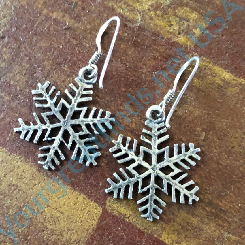 Sterling Silver Snowflake Pierced Earrings Earrings