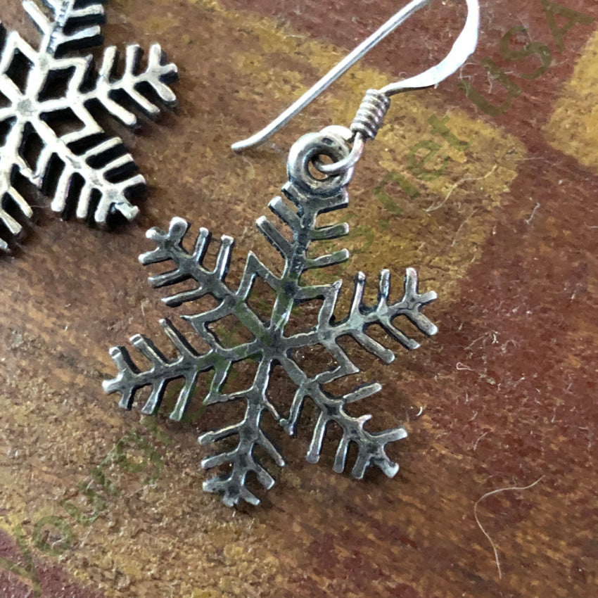 Sterling Silver Snowflake Pierced Earrings Earrings