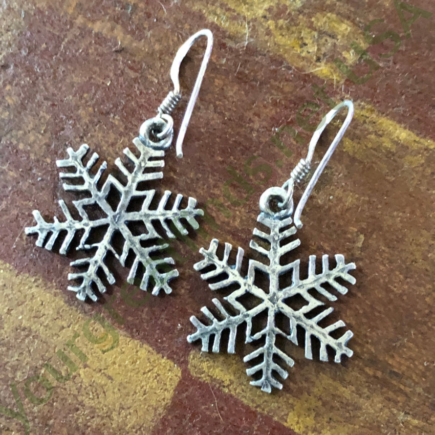 Sterling Silver Snowflake Pierced Earrings Earrings