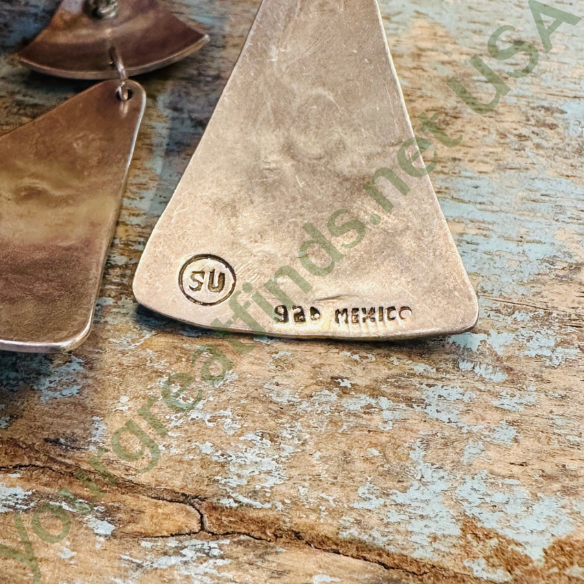 Sterling Silver Southwestern Onyx Pierced Earrings Mexico