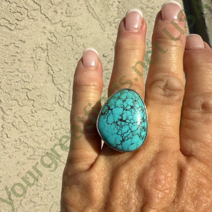 Sterling Silver Spider Web Turquoise Ring 8.5 ring