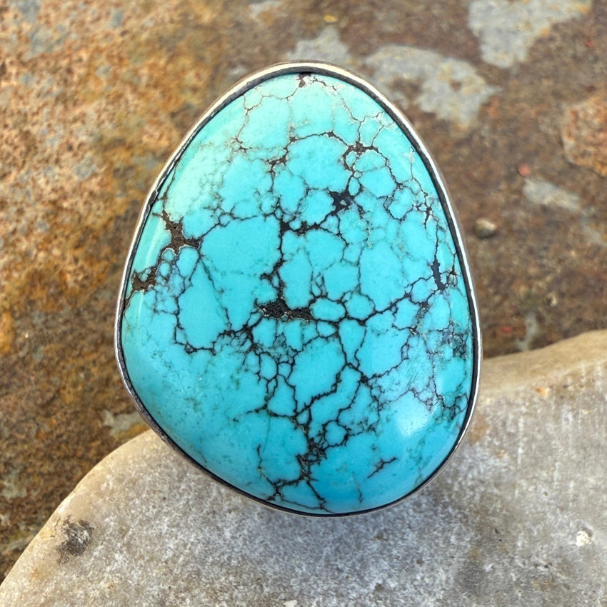 Sterling Silver Spider Web Turquoise Ring 8.5 ring