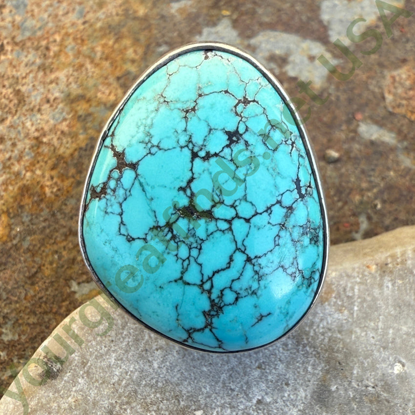 Sterling Silver Spider Web Turquoise Ring 8.5 ring
