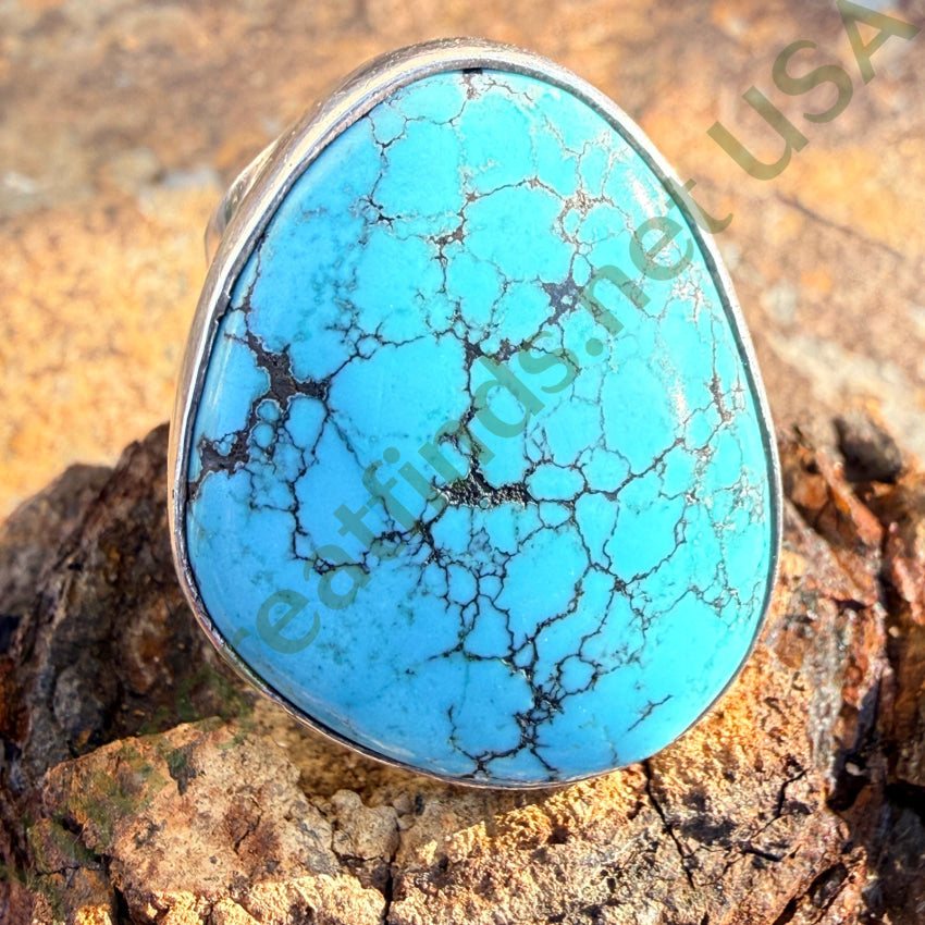 Sterling Silver Spider Web Turquoise Ring 8.5 ring