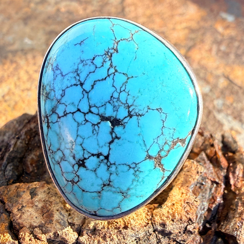 Sterling Silver Spider Web Turquoise Ring 8.5 ring