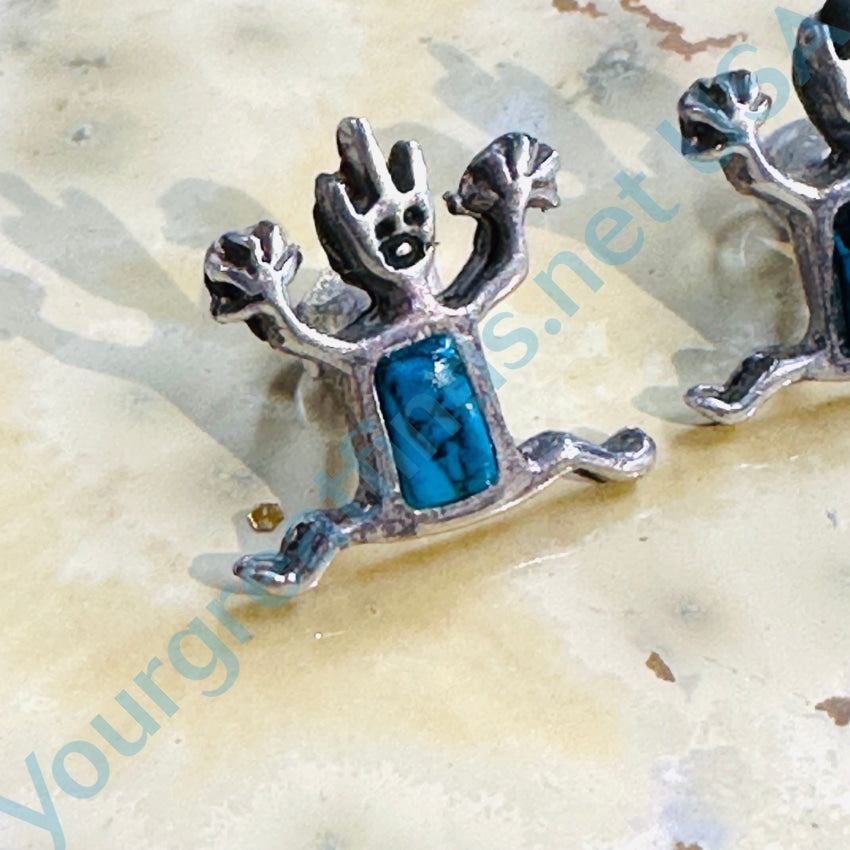 Sterling Silver Spider Web Turquoise Rock Critters Earrings Calvin Begay