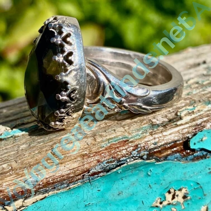 Sterling Silver Spoon Ring with Stone Size 7 Yourgreatfinds