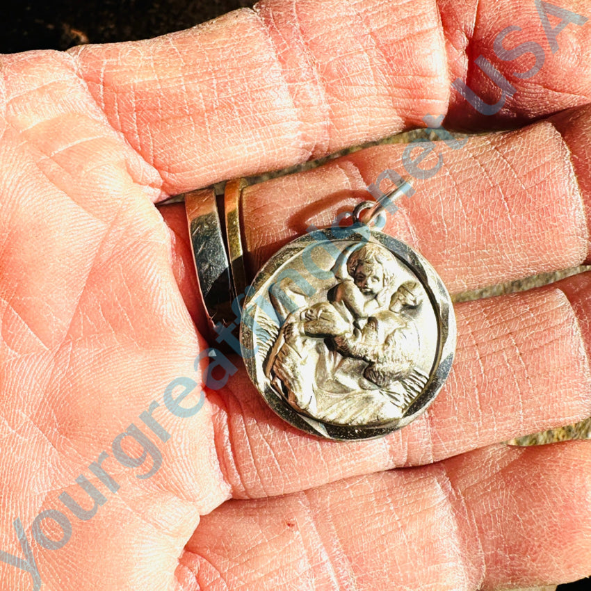 Sterling Silver St. Christopher Round Medallion Pendant Pendant