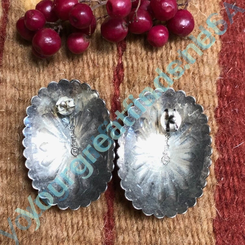 Sterling Silver Stamped Concho Pierced Earrings Yourgreatfinds