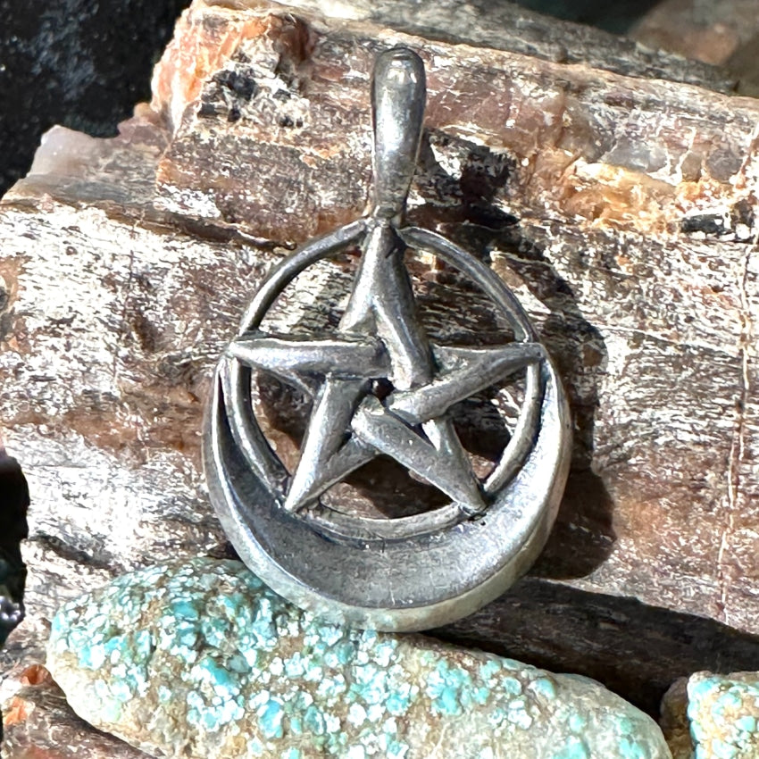 Sterling Silver Star & Crescent Pendant