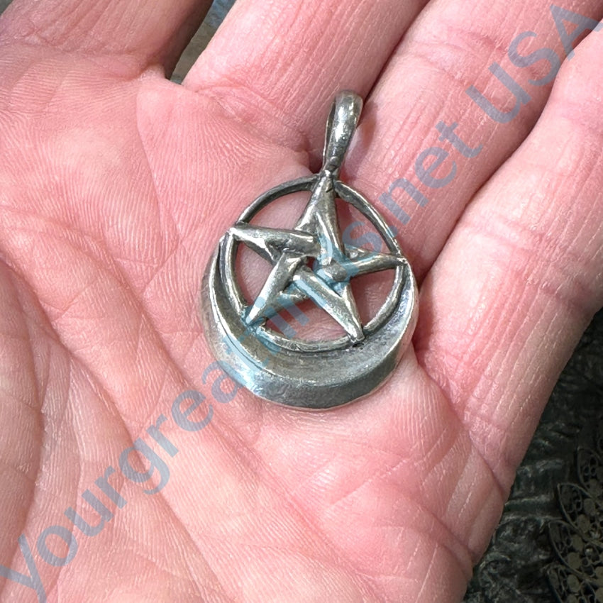 Sterling Silver Star & Crescent Pendant