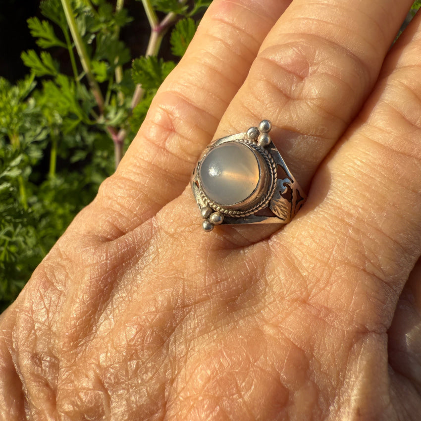 Sterling Silver Star Moonstone Ring Size 7 3/4 ring