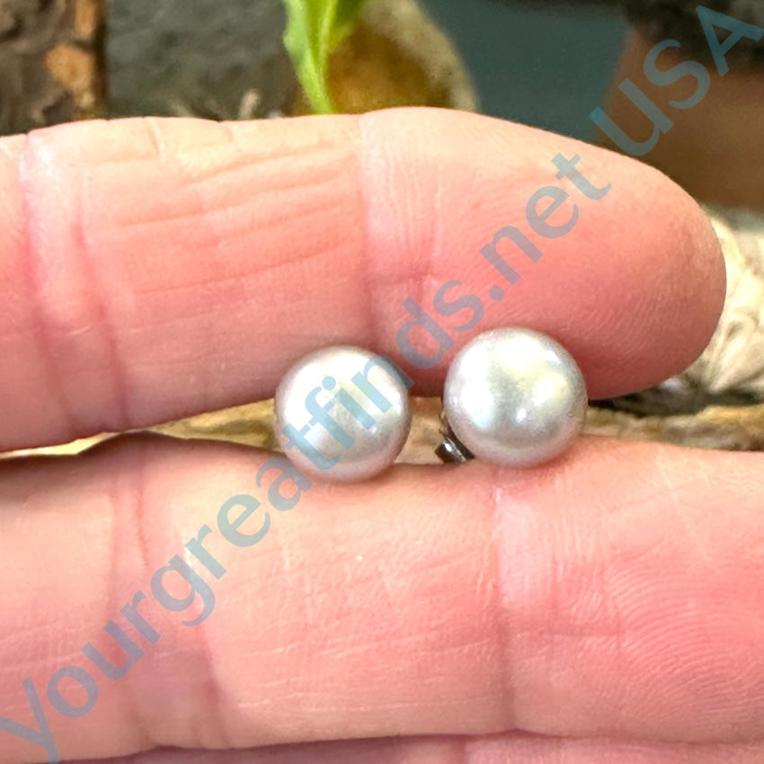 Sterling Silver Stud Post Pierced Earrings Silver/Gray Pearls