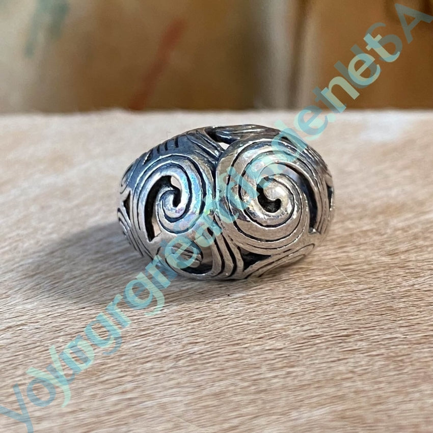 Sterling Silver Swirling Dome Ring Size 9 - Yourgreatfinds