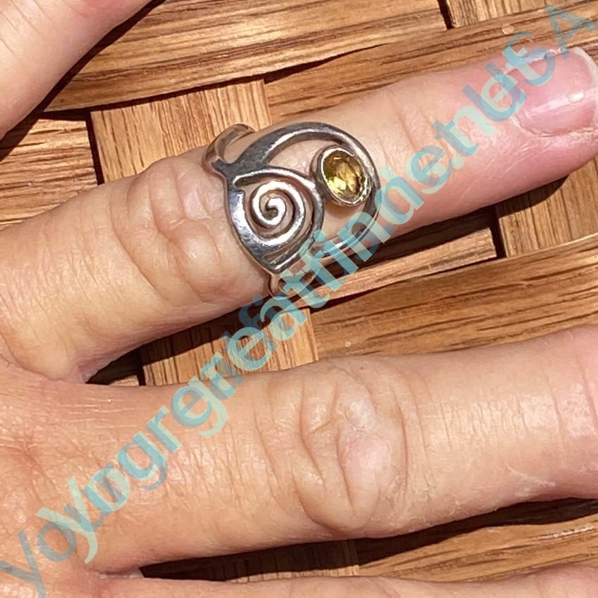 Sterling Silver Swirl Ring set with Golden Citrine Size 5.5 Yourgreatfinds