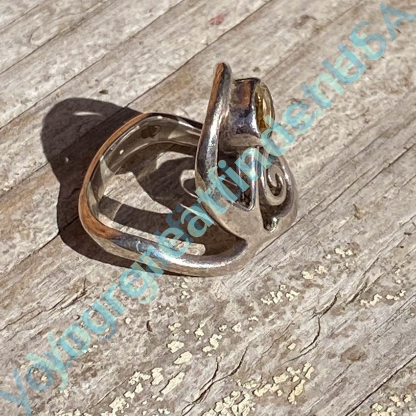 Sterling Silver Swirl Ring set with Golden Citrine Size 5.5 Yourgreatfinds