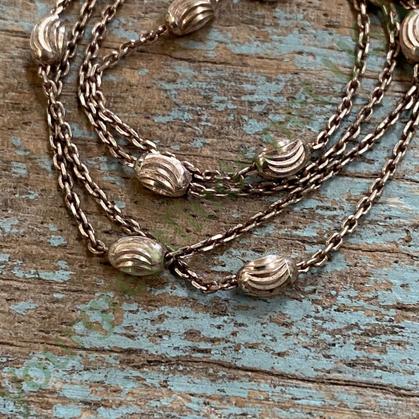 Sterling Silver Textured Beaded 18 Chain Vintage
