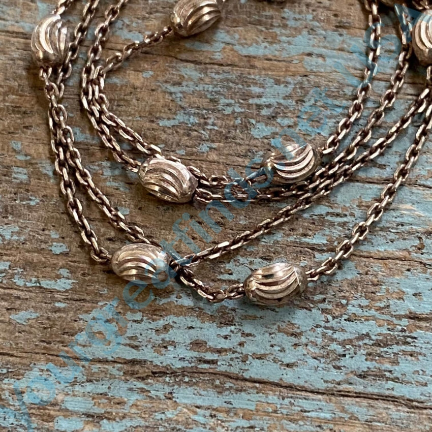 Sterling Silver Textured Beaded 18 Chain Vintage