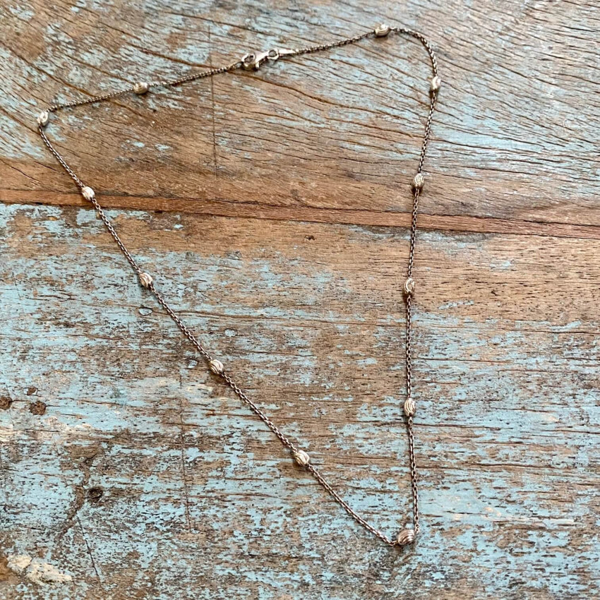 Sterling Silver Textured Beaded 18 Chain Vintage