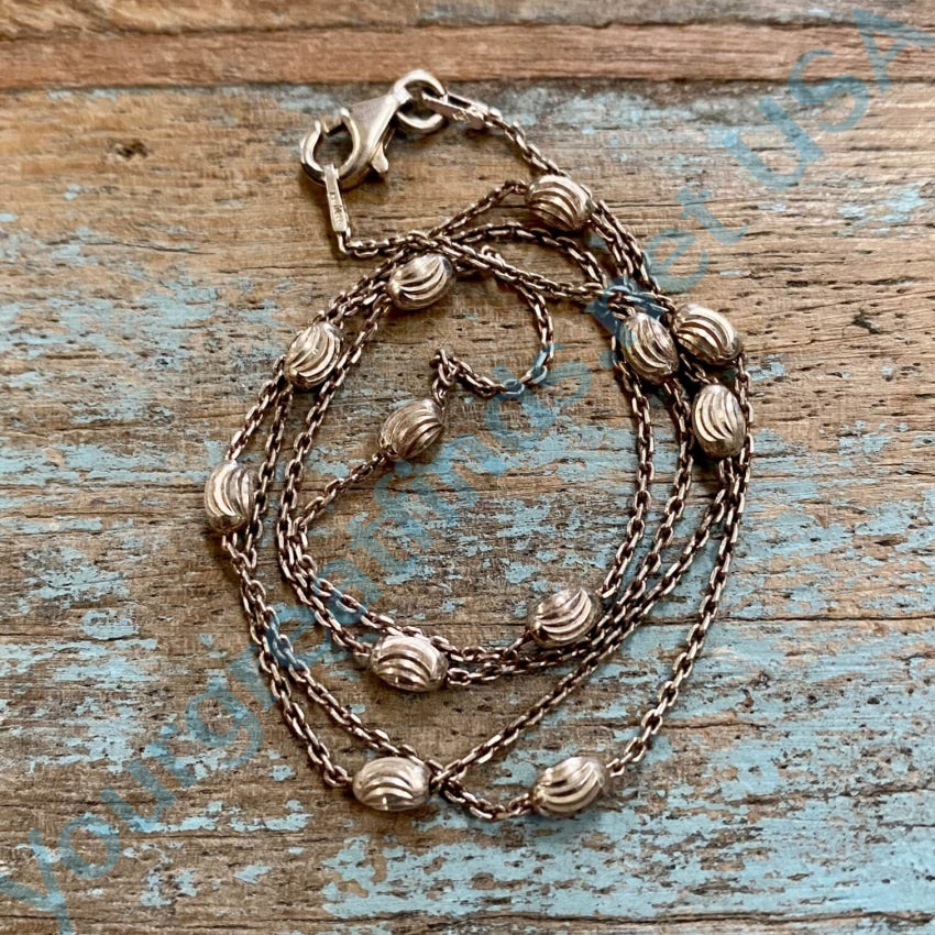 Sterling Silver Textured Beaded 18 Chain Vintage
