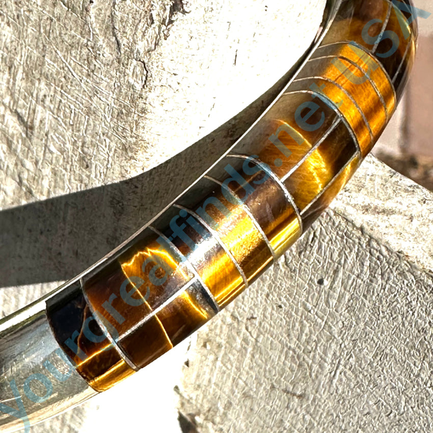 Sterling Silver Tiger’s Eye Inlay Bangle Bracelet