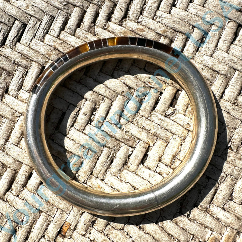 Sterling Silver Tiger’s Eye Inlay Bangle Bracelet