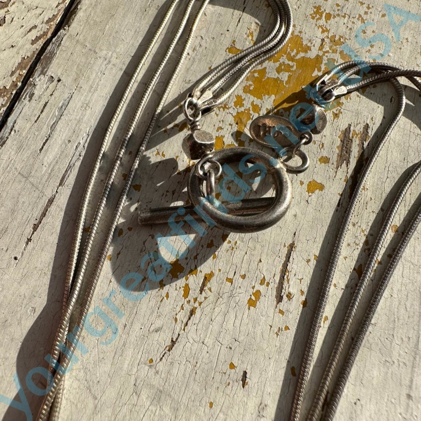Sterling Silver Triple Snake Chain Necklace Glass Briolette Pendant