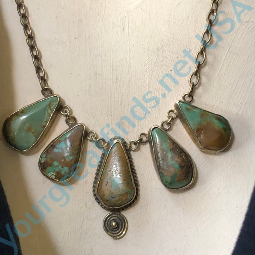 Sterling Silver & Turquoise 5 Pendant Necklace