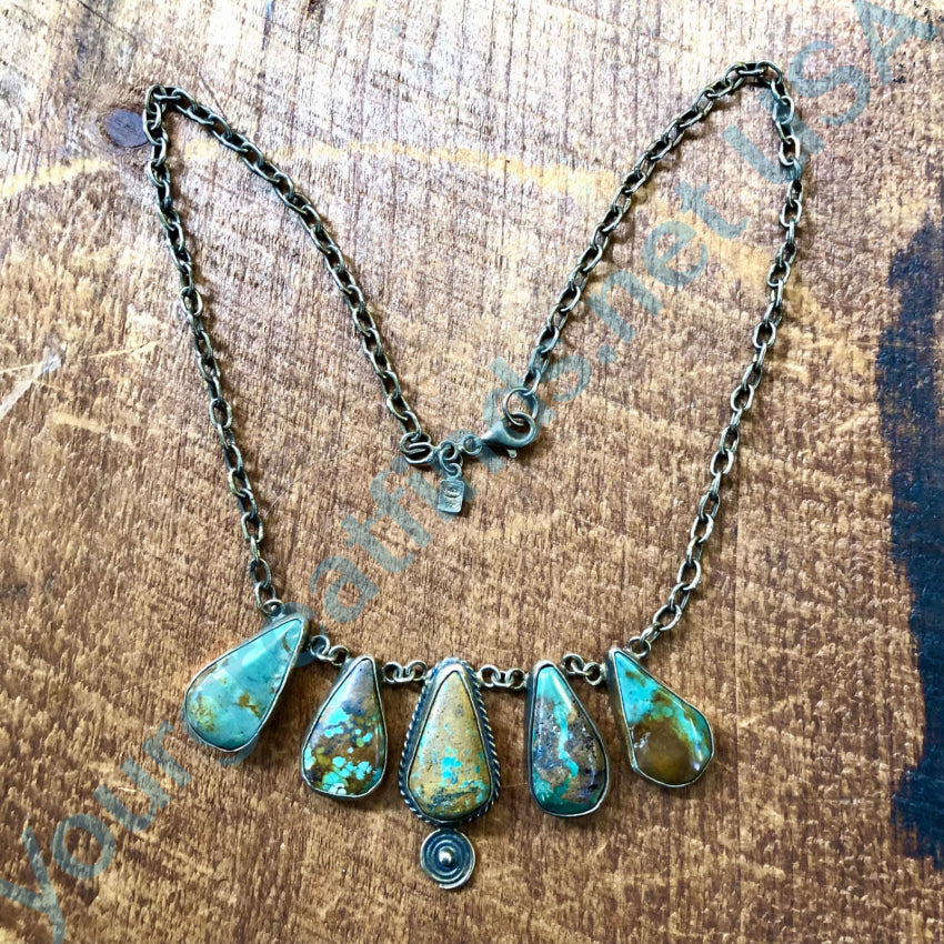 Sterling Silver & Turquoise 5 Pendant Necklace