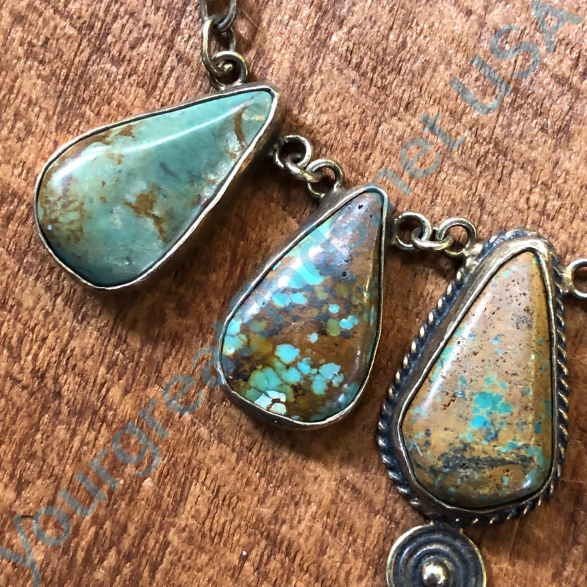 Sterling Silver & Turquoise 5 Pendant Necklace