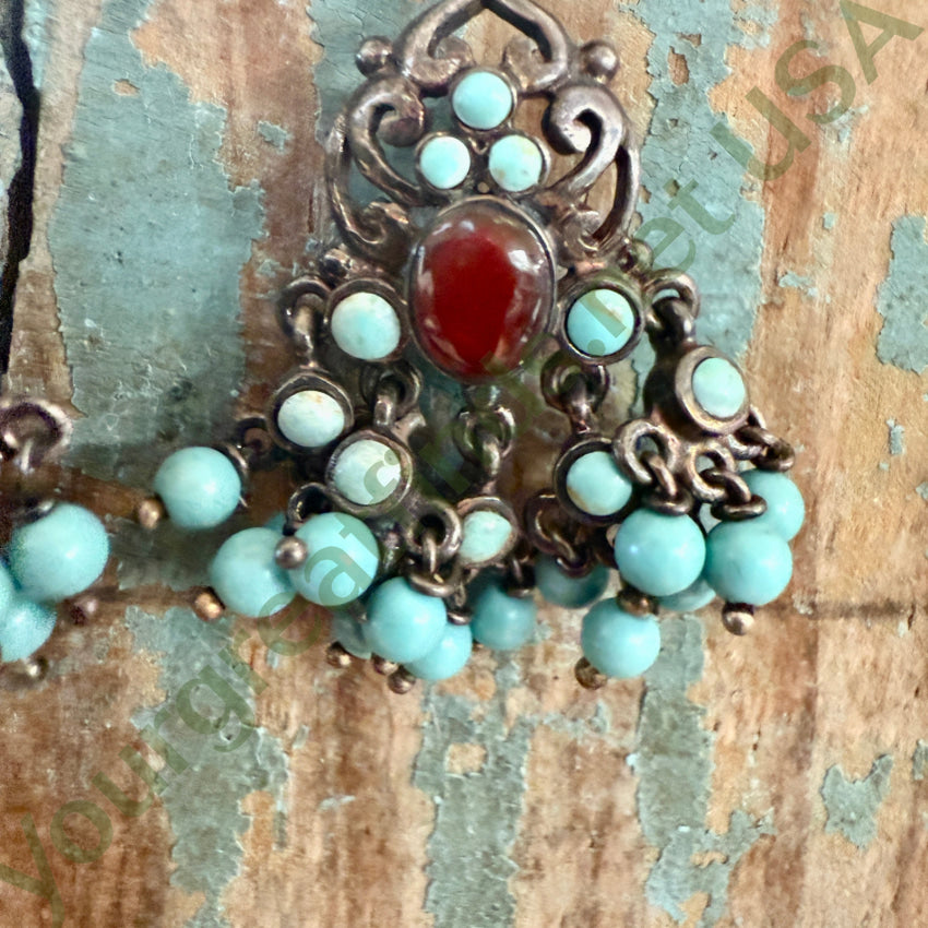 Sterling Silver & Turquoise Beaded Chandelier Pierced Post Earrings earrings