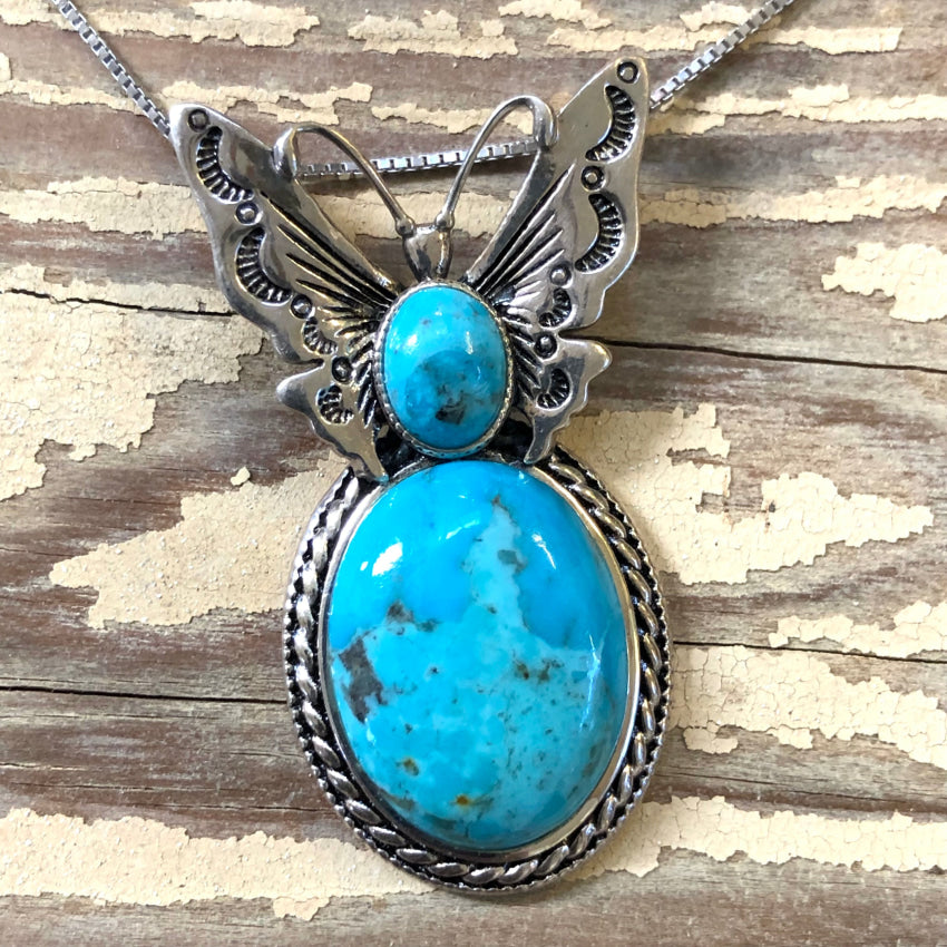 Sterling Silver & Turquoise Butterfly Necklace